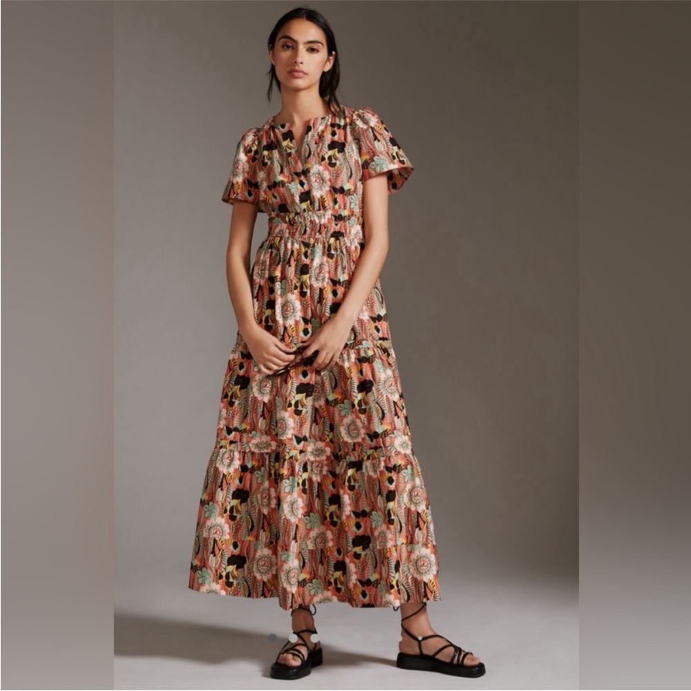 Anthropologie The Somerset Maxi Dress Pink Floral Pattern New With Tags